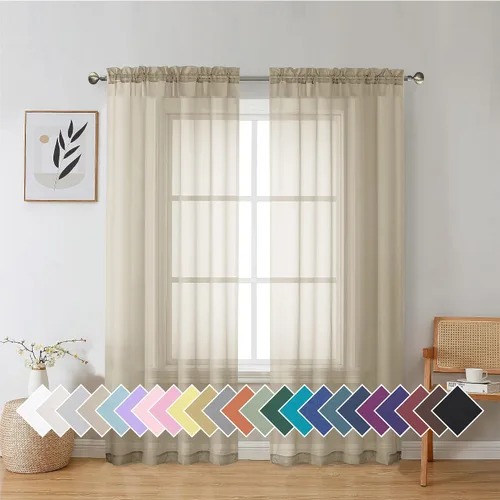 Miniatura 81 de Aiyufeng 2 paneles de cenefa transparente negra de 14 pulgadas de largo, cortinas cortas negras transparentes para dormitorio, cortinas de cocina