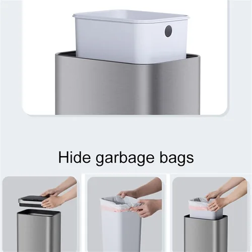 Miniatura 3 de BONAD Basurero de cocina de 13 litros de gran capacidad, inteligente para cocina, de acero inoxidable, sensor automático, cubo de basura