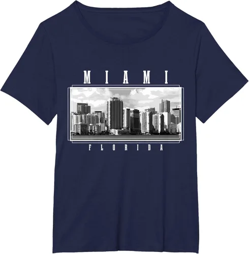 Miniatura 9 de Miami Skyline Florida Pride Vintage Miami Camiseta, Negro
