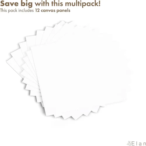 Miniatura 3 de Elan Tableros de lienzo para pintar de 7.9 x 7.9 pulgadas, paquete de 12 lienzos en blanco 100 % algodón sin ácidos para pintar de 8 onzas, paneles