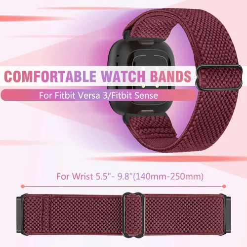 Miniatura 4 de Paquete de 3 correas elásticas de nailon compatibles con Fitbit Versa 4/Versa 3/Sense 2/Sense, suave, ajustable, transpirable, correas de repuesto