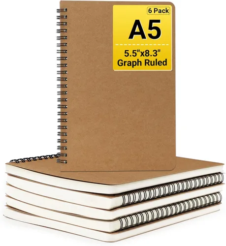 Miniatura 8 de EUSOAR Cuaderno en espiral en blanco de tapa dura, B5, 6 paquetes de 7.3 x 10.2 pulgadas, cuadernos de escritura de viaje, bloc de notas de notas