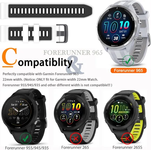 Miniatura 2 de Miimall Compatible con Forerunner 965 Band, 0.866 in Correa ajustable de silicona suave de repuesto para reloj deportivo Garmin Forerunner 965/965