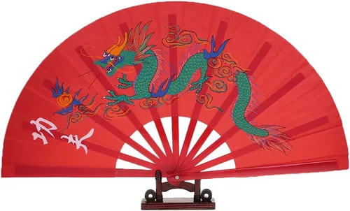 Miniatura 6 de Forgun Ventilador chino de Kung Fu Tai Chi Artes Marciales Dragón Fénix Plástico Abanicos Plegables Arte Danza Regalo
