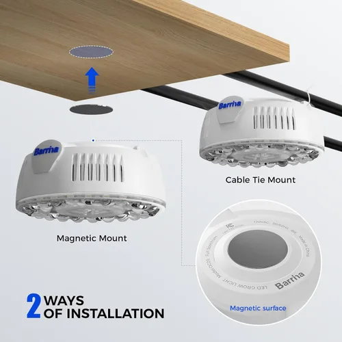 Miniatura 6 de Barrina Orbgrow OG09 Puck - Luz LED de crecimiento, 5000K 9W (equivalente a 135 vatios), luces de plantas para plantas de interior de espectro