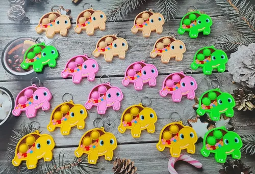 Miniatura 2 de Paquete de 20 llaveros a granel de tortuga de animales marinos para adolescentes y niños, suministros de fiesta de cumpleaños, premios