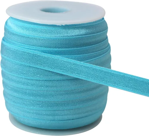Miniatura 12 de Banda elástica de satén para coser de 3/8 pulgadas, rollo de cinta elástica brillante con cordón elástico plano para ligar el cabello, diadema