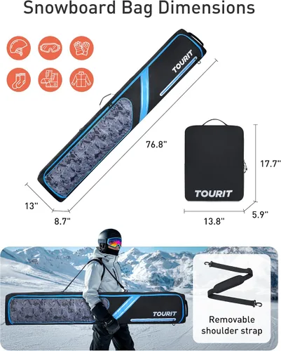 Miniatura 6 de TOURIT Rolling Ski Bag and Ski Boot Bag Combo - Fully Padded Snowboard Bag with Wheels for Air Travel, Wheeled Ski Bag Holds 2 Pairs of Skis (195cm)