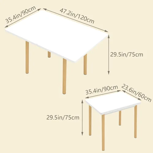 Miniatura 2 de 47" personas giratorias plegables de madera de la tabla de comedor de la mesa de comedor de la cocina 4-6
