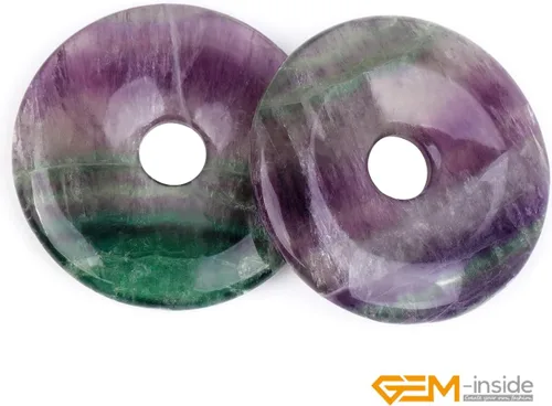 Miniatura 2 de GEM-Inside - Anillos de cuarzo amatista natural de 1.18 pulgadas (1.181 in), piedra de donas, hecha a mano, cuentas redondas de piedra energética