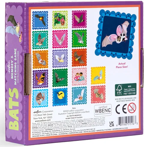 Miniatura 2 de eeBoo: Bats Little Memory & Matching Game - 18 pares para emparejar y memorizar, fichas coloridas, fomenta habilidades de reconocimiento