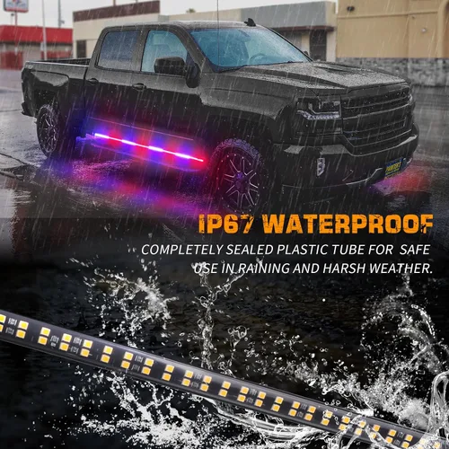 Miniatura 3 de XRIDONSEN 2 piezas de 70 pulgadas de luces de emergencia para camiones y policía, tira de luces de estribo de 864 LED, luces rojas y azules Rojo/Azul