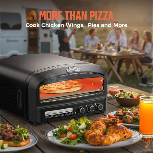 Miniatura 7 de BIG HORN Horno de pizza para interiores, horno eléctrico de pizza de 14 pulgadas con 6 modos, calienta hasta 850 °F, cocina de pizza de diseño