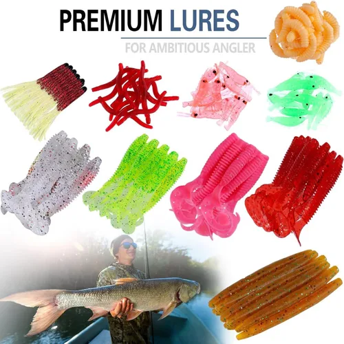 Miniatura 4 de PLUSINNO Señuelos de pesca, cebo que incluye crankbaits, spinnerbaits, gusanos de plástico, plantillas, señuelos de agua superior, caja de aparejos