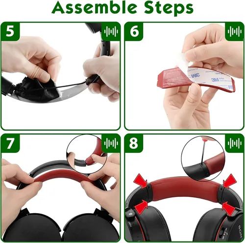 Miniatura 5 de Geekria Juego de almohadillas de repuesto + diadema compatibles con auriculares Sony MDR-XB950BT, MDR-XB950B1, juego de piezas de reparación
