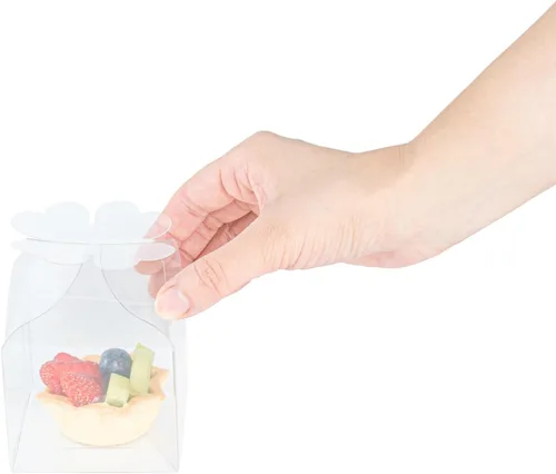 Miniatura 12 de Restaurantware - Cajas de recuerdo de boda de 2.8 x 2.4 pulgadas, 100 cajas de dulces transparentes con parte superior de trébol. Para bodas, baby