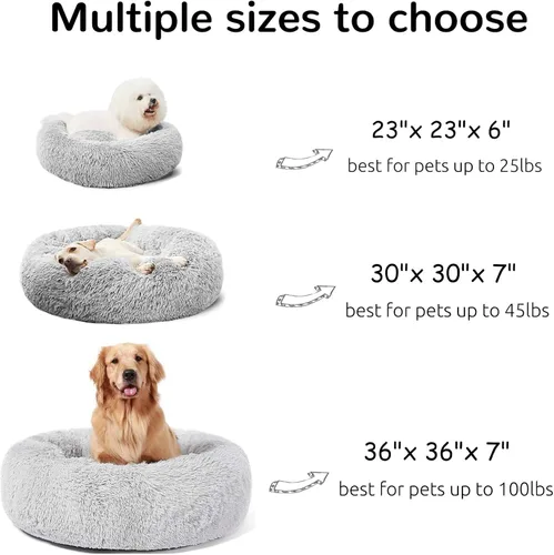 Miniatura 3 de HACHIKITTY Cama relajante en forma de dona para perros, Camas para cachorros de interior para perros grandes, XLarge 36 pulgadas Gris