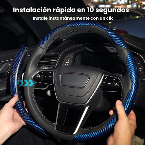 Miniatura 5 de Hiseanllo Juego de 3 fundas de volante de fibra de carbono, antideslizantes, resistentes a los rayones, ajuste universal para volantes de 14 a 16
