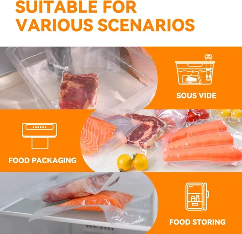 Miniatura 6 de 【2024 Nuevo】6" x 50' 3 Rollos, Rollos de Bolsas Selladoras al Vacío para Alimentos, Excelentes para Almacenamiento de Alimentos, Sous Vide