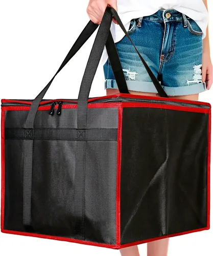 Bodaon Bolsa de entrega de pizza aislada, 16 x 16 x 14 pulgadas, bolsas calentadoras de pizza para llevar caliente, bolsa de entrega comercial, Rojo