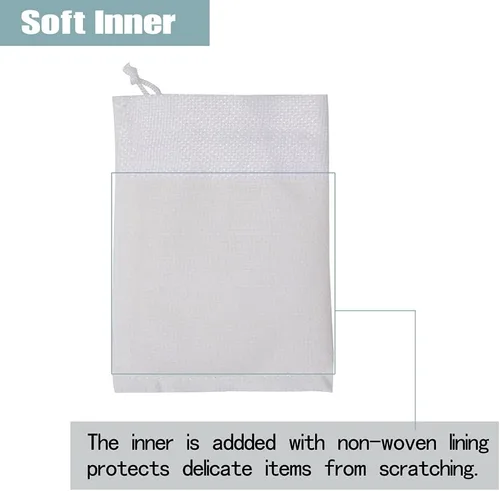 Miniatura 5 de 50 bolsas de arpillera blanca con cordón, bolsas pequeñas de lino de 2.7 x 3.5 pulgadas, bolsas de regalo para joyas, bolsas de dulces para Navidad