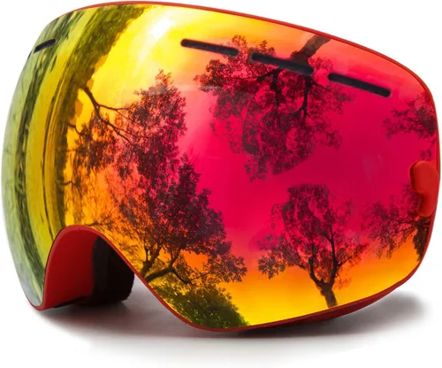Miniatura 9 de Juli - Gafas de esquí para niños, lentes esféricas intercambiables de doble capa, gafas de nieve OTG antivaho para snowboard y patinaje de 4 a 16