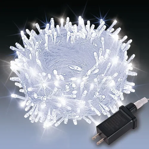 Miniatura 10 de Etinga Guirnalda de 100 luces LED rojas de 33 pies, luces de hadas enchufables con 8 modos de iluminación, luces decorativas impermeables