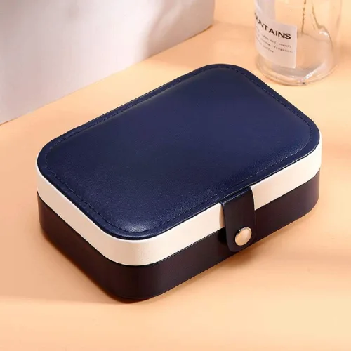 Miniatura 3 de Yonzone Joyero pequeño, estuche de joyería de viaje, mini organizador de joyas para collares, aretes, anillos de doble capa, caja de regalo portátil