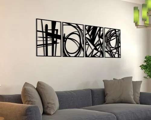 Miniatura 3 de Creoate Decoración de pared de metal negro, arte abstracto moderno para pared, esculturas de pared 3D, arte de pared de metal negro para sala