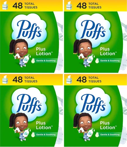 Miniatura 14 de Puffs Plus Loción Facial Tissue, 1 caja de cubo, 48 pañuelos por caja