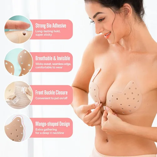 Miniatura 4 de Sujetadores adhesivos para mujer, brasier sin costuras, brasier adhesivo para pechos para mujer, sujetadores sin tirantes con cubierta de pezón