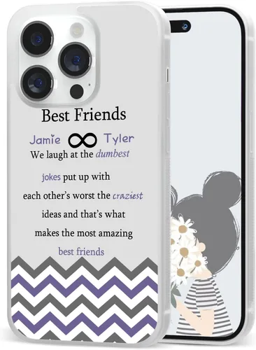 Miniatura 15 de Fundas de teléfono con nombre personalizado para mejores amigos iPhone 11 12 13 14 Pro Max Plus Mini X Xs Xr, Samsung Note 7 8 9 10 20 S21 S22 S23