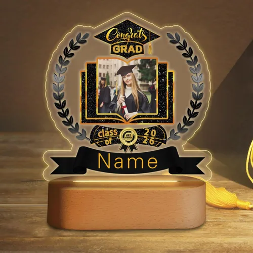 Miniatura 19 de Regalos de graduación personalizados luz nocturna con nombre de foto, lámpara LED de graduación personalizada 2026 para mujeres y hombres, regalos