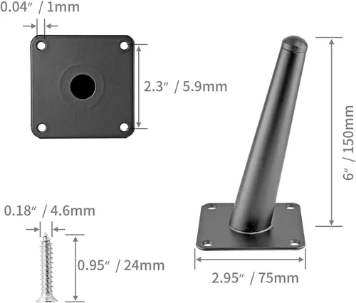 Miniatura 4 de 4 patas de muebles de 6 pulgadas, patas de metal cónicas oblicuas, color negro mate, pies de muebles de estilo de mediados de siglo para sofá
