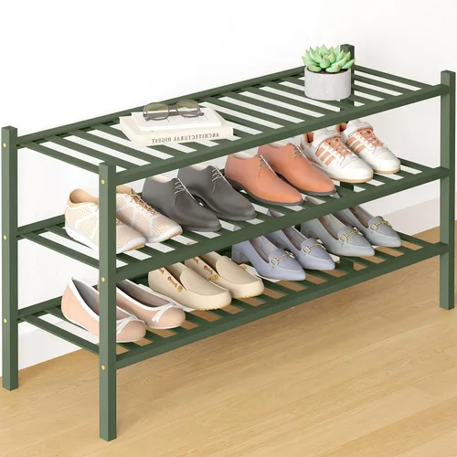Miniatura 61 de Smiry Zapatero de bambú para clóset, organizador de zapatos apilable de 4 niveles largo de madera, estante de almacenamiento de zapatos Negro