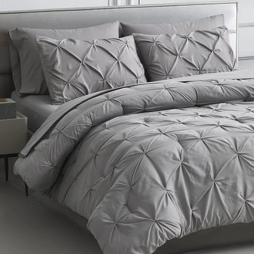 Miniatura 9 de Maple&Stone Juego de Edredón Twin XL, Juegos de Ropa de Cama Extra Largos de 5 Piezas para Dormitorio, Cama en una Bolsa con Edredón Pintuck, Beige