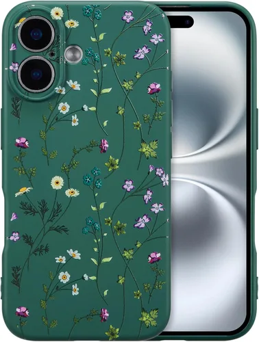 Miniatura 14 de RALEAVO Funda Floral para iPhone 12, Cubierta de Silicona Líquida con Bonito Patrón de Rama de Flores para Niñas y Mujeres, Funda Protectora de Goma