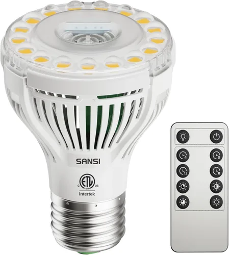 Bombilla de cultivo regulable SANSI, espectro completo con control remoto, temporizador automático de encendido/apagado 4 8 12 horas, lámpara de
