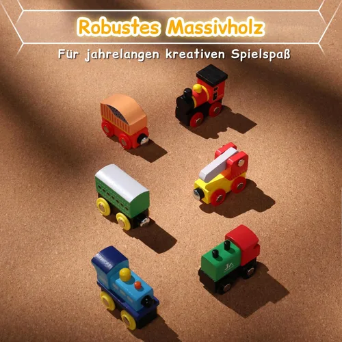 Miniatura 5 de SainSmart Jr. Juego de Tren de Madera de 12 Piezas - Juguetes de Tren con Caja de Almacenamiento, Trenes de Juguete Magnéticos Compatibles con Todas