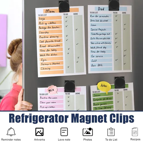 Miniatura 4 de Tenceur 54 clips magnéticos de metal resistentes para refrigerador, pizarra blanca, clip magnético para oficina, aula, maestros, armarios escolares