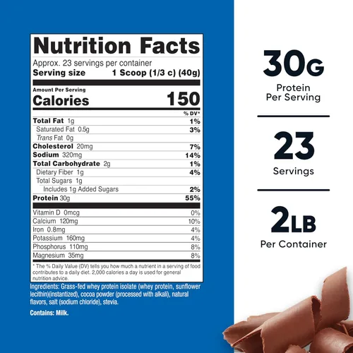 Miniatura 2 de Nutricost Proteína de suero de leche alimentada con pasto (chocolate) 2 libras, sin OMG, sin gluten, sabores naturales