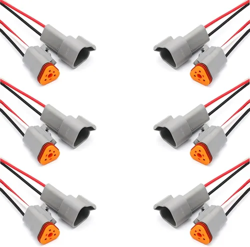 Miniatura 12 de Paquete de 2 conectores Deutsch DT de 12 pines, conectores eléctricos impermeables macho y hembra, arnés de cableado con 16 AWG 8 cables