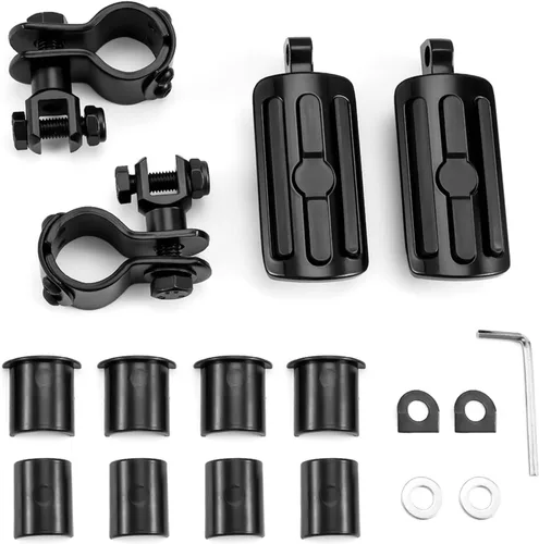 Miniatura 5 de Estriberas para motocicleta de 1 a 1 1/3 pulgadas con protector de motor, estriberas para Harley Honda, Suzuki, Yamaha (negro)