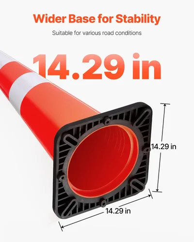 Miniatura 5 de VEVOR Conos de seguridad, paquete de 6 conos de tráfico de 36 pulgadas, conos de construcción naranja de PVC con collares reflectantes y base negra
