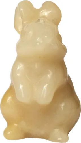 Estatua de conejo tallada a mano de jade amarillo natural, cristales de 1.5 pulgadas y piedras curativas