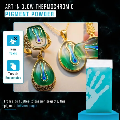 Miniatura 5 de Art 'N Glow Pigmento termocrómico que cambia de color en polvo – 0.71 onzas – sensible al calor ideal para arte – manualidades – proyectos de arte