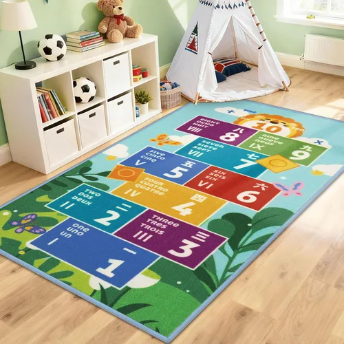 Miniatura 10 de BEQHAUSE Alfombra de juego para niños, alfombra de tráfico de ciudad verde, ideal para jugar con autos, alfombra de área de juegos de 32 x 60