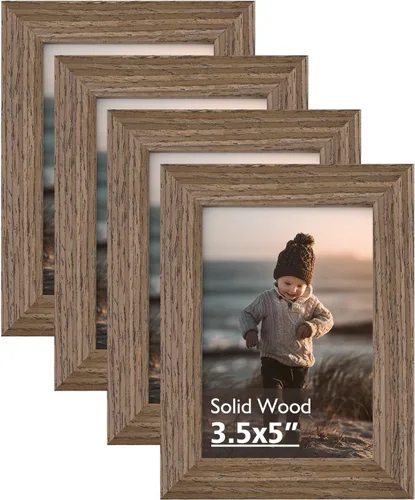 Miniatura 65 de KINLINK Marco de fotos de 3.5 x 5 pulgadas, color negro ceniza, marcos de madera maciza con plexiglás para mesa y montaje en pared, marcos de fotos