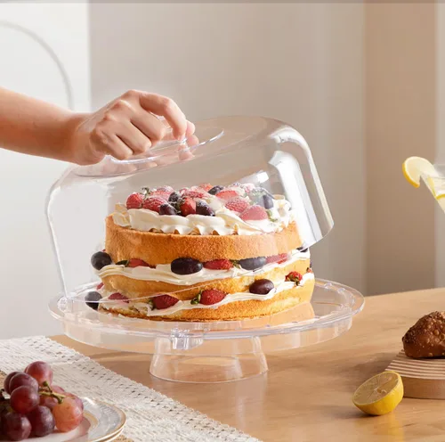 Miniatura 6 de HABIBEE 6-in-1 Soporte multifuncional de acrílico con cúpula para servir pasteles, 12 pulgadas