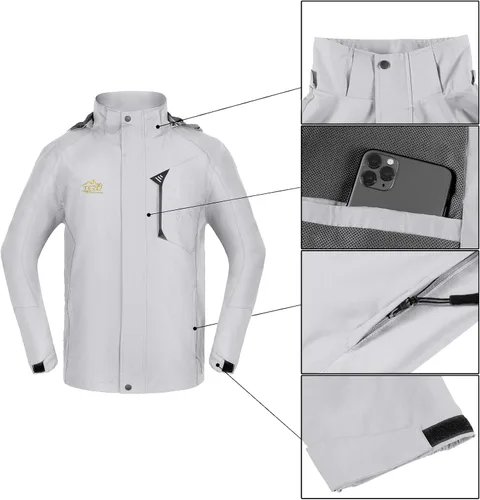 Miniatura 3 de TEZO Chaqueta impermeable para hombre, con capucha, rompevientos ligera